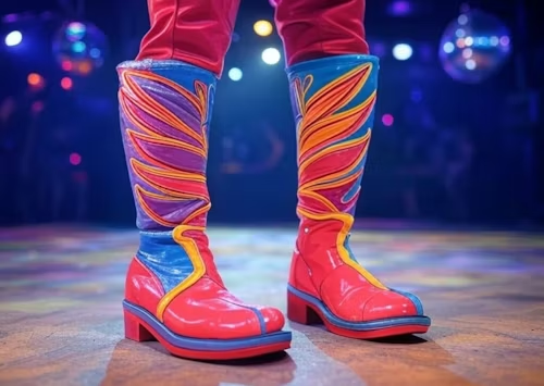 Botas funky en la pista de baile.