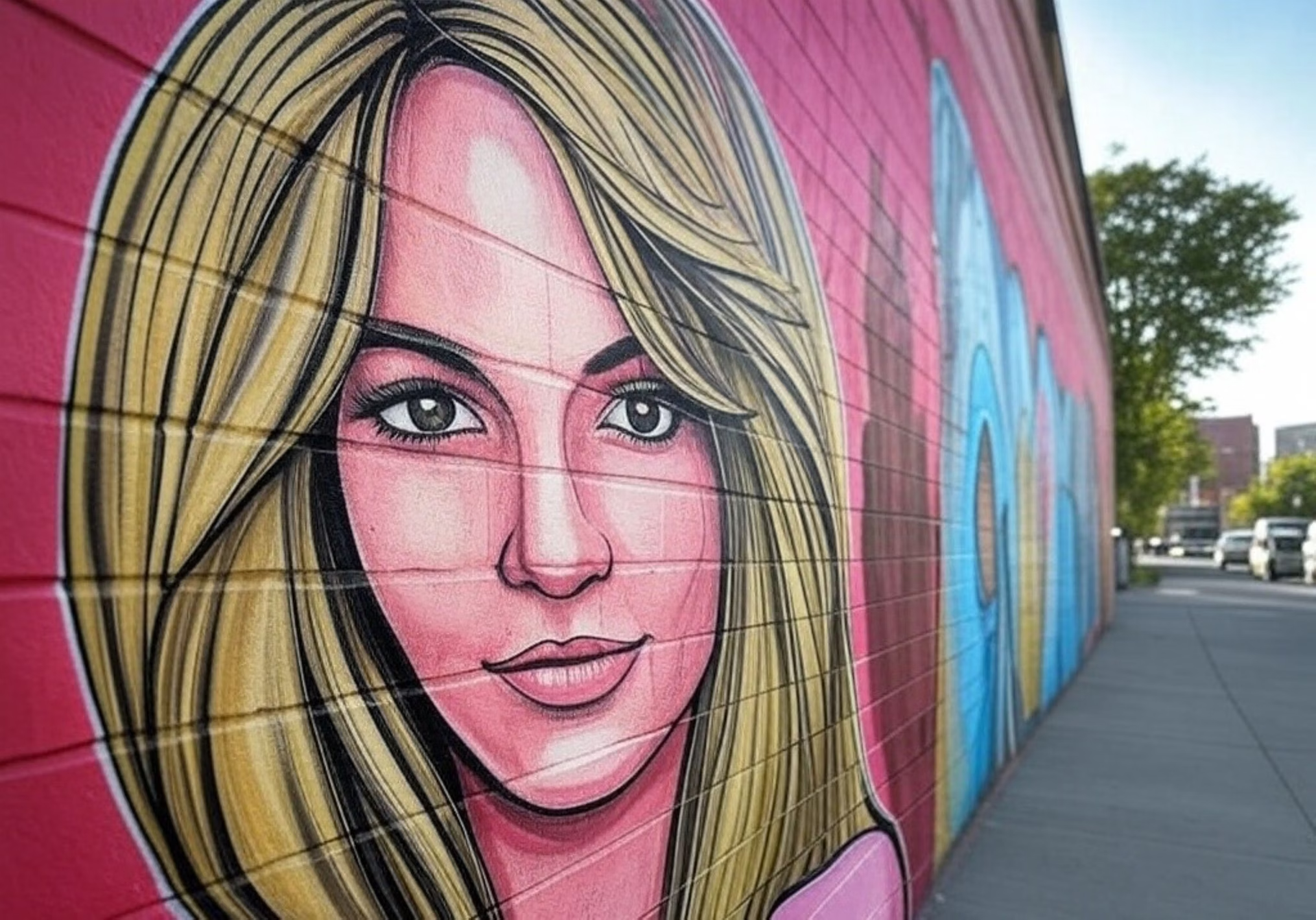 Un graffiti con la cara de Britney Spears.